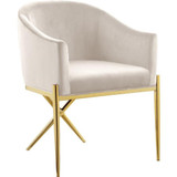 Velvet Upholstered Dining Chair with Sturdy Steel X Shaped Legs, 25.5" W x 24.5" D x 31.5" H, Cream