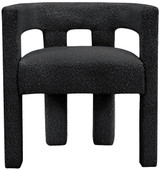 Boucle Fabric Upholstered Accent | Dining Chair, 25" W x 21" D x 27" H, Black