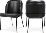 Vegan Leather Upholstered Dining Chair with Matte Black Iron Legs, Set of 2, Black, 22" W x 23" D x 31" H