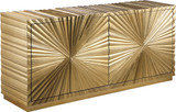 Golda Collection Modern | Contemporary Gold Leaf Sideboard/Buffet with Intricate Hand Carved Starburst Design, 66" W x 18" D x 31" H