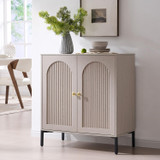 34"Tall Modern Arch Sideboard Buffet Cabinet with Storage, Light Grey