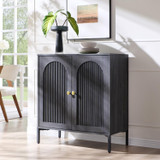 34" Tall Modern Arch Sideboard Buffet Cabinet with Storage, Dark Grey