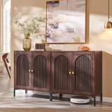 61.75" W Modern Arched Sideboard Buffet Cabinet with Storage, Brown