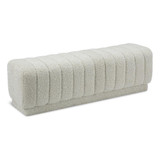 Ottoman/Bench with Rich Cream Boucle Fabric and Deep Channel Tufting, 52" W x 16" D x 16" H, Cream