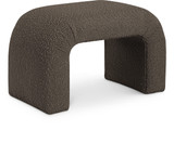 Boucle Fabric Upholstered Bench with Rich Brown Boucle Fabric, Curved Contemporary Design, 28" W x 15.5" D x 17.5" H, Brown