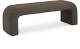 Boucle Fabric Upholstered Bench with Rich Brown Boucle Fabric, Curved Contemporary Design, 52" W x 15.5" D x 17.5" H, Brown