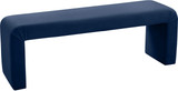 Velvet Upholstered Bench, 53" W x 14.75" D x 18.25" H, Navy