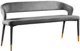 Upholstered Rounded Back Bench, Grey, 58.5" W x 21" D x 30" H