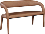 Vegan Leather Upholstered Bench with Rounded Back, 51.5" W x 22" D x 31" H, Brown