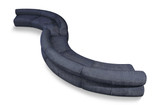 Modular Sofa with Soft Navy Chenille Cross Hatched Fabric, 280" W x 70" D x 28" H, Navy