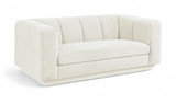 Loveseat with Soft Interwoven Fabric with Chenille and Fancy Yarn, Tufted Back, 70.25" W x 37.5" D x 30" H, Cream