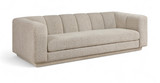 Sofa with Soft Interwoven Fabric with Chenille and Fancy Yarn, Tufted Back, 95" W x 37.5" D x 30" H, Beige