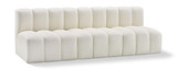 Modular Sofa with Soft Cream Vegan Leather, Deep Channel Tufting, Modular Design, 89.5" W x 31" D x 30" H, Cream