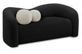 Loveseat with Soft Black Faux Shearling Teddy Fabric, Curved Back, 62" W x 33" D x 27" H, Black