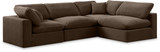 Upholstered Modular Sectional, Soft Brown Velvet, Down Feather Cushions, 119" W x 79" D x 34.5" H, Brown