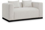 Loveseat with Rich Beige Linen Textured Fabric, Black Finish Solid Wood Base, 67" W x 36" D x 28.5" H, Beige
