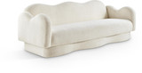 Sofa with Soft Cream Faux Shearling Teddy Fabric, Curvy Back & Base, 82" W x 34" D x 30" H, Cream