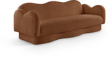 Sofa with Soft Saddle Faux Shearling Teddy Fabric, Curvy Back & Base, 82" W x 34" D x 30" H, Saddle