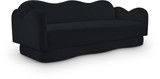 Sofa with Ultra Luxe Black Velvet, Curvy Back & Base, Solid Wood Frame, 82" W x 34" D x 30" H, Black