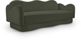Sofa with Ultra Luxe Green Velvet, Curvy Back & Base, Solid Wood Frame, 82" W x 34" D x 30" H, Green