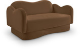 Loveseat with Ultra Luxe Saddle Velvet, Curvy Back & Base, Solid Wood Frame, 58" W x 34" D x 30" H, Saddle