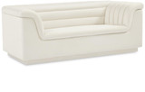 Velvet Upholstered Loveseat with Soft Cream Velvet Fabric, Deep Channel Tufting, Curved Arms, 72" W x 34" D x 28" H, Cream