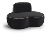 Black-C Swerve Collection Modern | Contemporary Chair withUltra Luxe 460 GSM Upholstery Piping, Solid Wood Inner Frame, 49.5" W x 32" D x 30" H, Black