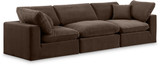 Brown-S119 Comfy Collection Modern | Contemporary Upholstered Modular Sofa with Soft Brown Velvet, Down Feather Cushions, 119" W x 40" D x 34.5" H, Brown