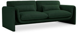 Green-S Stylus Collection Modern | Contemporary Boucle Fabric Upholstered Sofa with Rich Green Boucle Fabric, Curved Arms, 86" W x 38" D x 31" H, Green