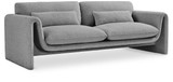 Grey-S Stylus Collection Modern | Contemporary Boucle Fabric Upholstered Sofa with Rich Grey Boucle Fabric, Curved Arms, 86" W x 38" D x 31" H, Grey