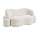Cream-L Principessa Collection Modern | Contemporary Loveseat with Rich Cream Boucle Fabric, Curved Seat and Back, 68" W x 35" D x 29" H, Cream