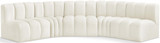 Cream-S5A Arc Collection Modern | Contemporary Modular Sofa with Soft Cream Velvet, Deep Channel Tufting, Modular Design, 133 W x 54 D x 30 H, Cream