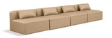 Tan-S144A Cube Collection Modern | Contemporary Modular Sofa with Soft Tan Vegan Leather, Modular to Create Infinite Configurations, 144" W x 36" D x 26" H, Tan
