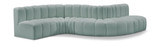 Mint-S6A Arc Collection Modern | Contemporary Modular Sofa with Soft Mint Green Vegan Leather, Deep Channel Tufting, Modular, 145" W x 53" D x 30" H, Mint