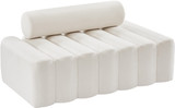 Cream-L Melody Collection Modern | Contemporary Velvet Upholstered Loveseat with Deep Channel Tufting