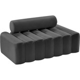 Grey-L Melody Collection Modern | Contemporary Velvet Upholstered Loveseat with Deep Channel Tufting
