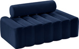 Navy-L Melody Collection Modern | Contemporary Velvet Upholstered Loveseat with Deep Channel Tufting
