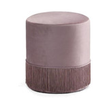 Teddy Collection Modern | Contemporary Velvet Upholstered Ottoman, 15.5" W x 15.5" D x 17.5" H, Pink