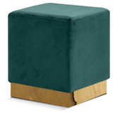 Jax Collection Modern | Contemporary Velvet Upholstered Ottoman/Stool with Durable Stainless Steel Base, 14.5" W x 14.5" D x 17.5" H, Green, (134Green)