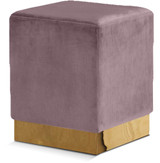 Jax Collection Modern | Contemporary Velvet Upholstered Ottoman/Stool with Durable Stainless Steel Base, 14.5" W x 14.5" D x 17.5" H, Pink, (134Pink)