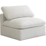 Cream-Armless Plush Collection Contemporary Down Filled Comfort Overstuffed Velvet Upholstered Modular Component Armless Cream