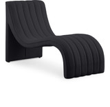 Black Orian Collection Modern | Contemporary Chaise with Soft Black Teddy Fabric, Deep Channel Tufting, Curved Design, 26.5" W x 59" D x 36.5" H, Black