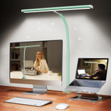 LED Desk Lamp with Clamp, 17" Stepless Dimming Light, Mint Green