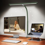 LED Desk Lamp with Clamp, 17" Stepless Dimming Light, Green