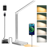 LED Desk Lamp with USB Ports,Touch Desk Lamps for Home Office with 5 Color Modes,3 Brightness Desk Light with Small Night Light,Reading Lamp Table LED Lamp for Bedroom Bedsid Study Sliver