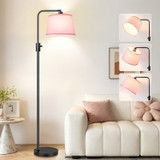 【Upgraded】 Dimmable Floor Lamp, 1000 Lumens LED Edison Bulb Included, Arc Black Floor Lamps for Living Room Modern Standing Lamp with Pink Shade, Tall Lamps for Living Room Bedroom Office Dining Room