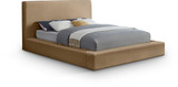 DorianBeige-Q Dorian Collection Modern | Contemporary Queen Bed with Ultra Luxe Beige Velvet, 73" W x 95" D x 45" H, Beige, Queen