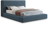 DevinNavy-Q Devin Collection Modern | Contemporary Bed with Luxe Linen Textured Fabric, 77" W x 97" D x 45" H, Navy, Queen Bed