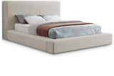 DevinBeige-Q Devin Collection Modern | Contemporary Bed with Luxe Linen Textured Fabric, 77" W x 97" D x 45" H, Beige, Queen Bed