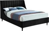 EvaBlack-F Eva Collection Modern | Contemporary Velvet Upholstered Full Bed, Black Wood Legs, Deep Channel Tufting, Wing Back Headboard, 58.5" W x 81.5" D x 48" H, Black, Full